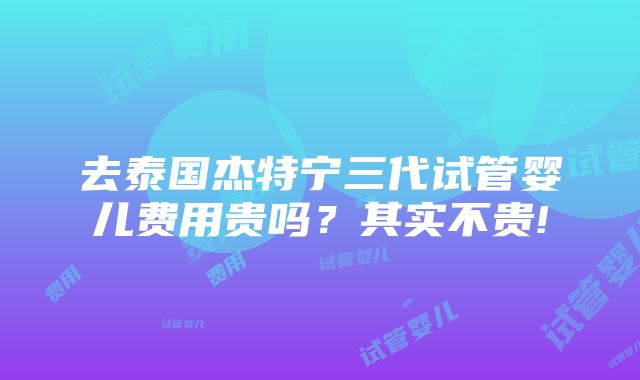 去泰国杰特宁三代试管婴儿费用贵吗？其实不贵!