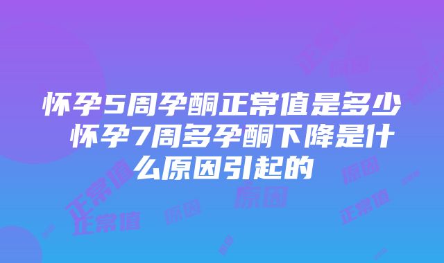 怀孕5周孕酮正常值是多少 怀孕7周多孕酮下降是什么原因引起的