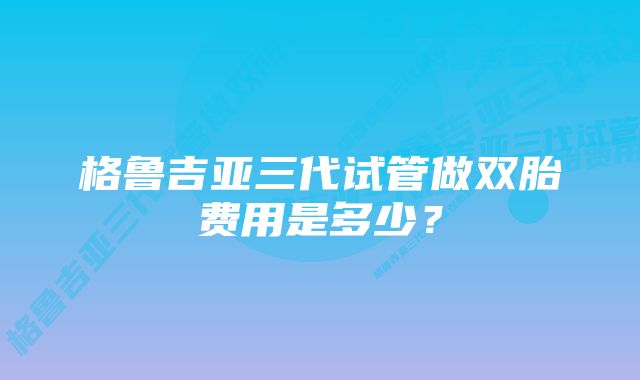 格鲁吉亚三代试管做双胎费用是多少？