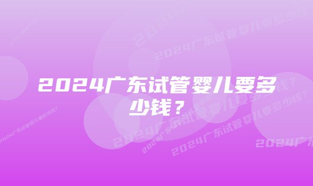 2024广东试管婴儿要多少钱？