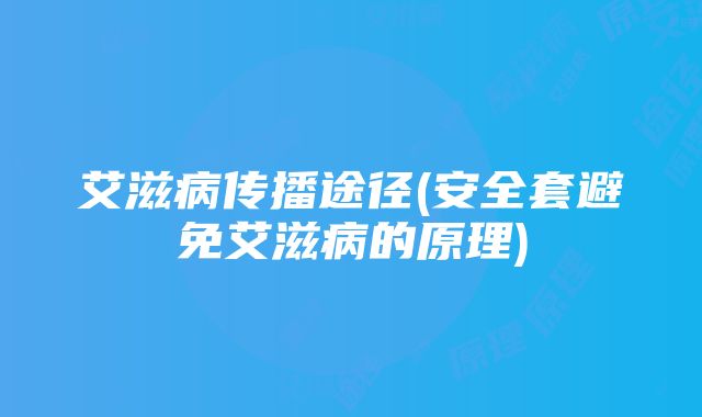 艾滋病传播途径(安全套避免艾滋病的原理)