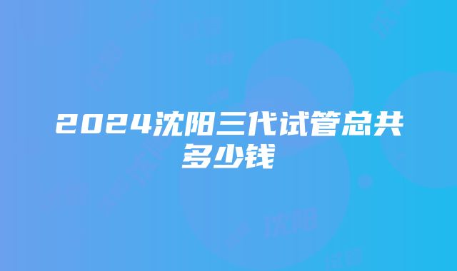 2024沈阳三代试管总共多少钱