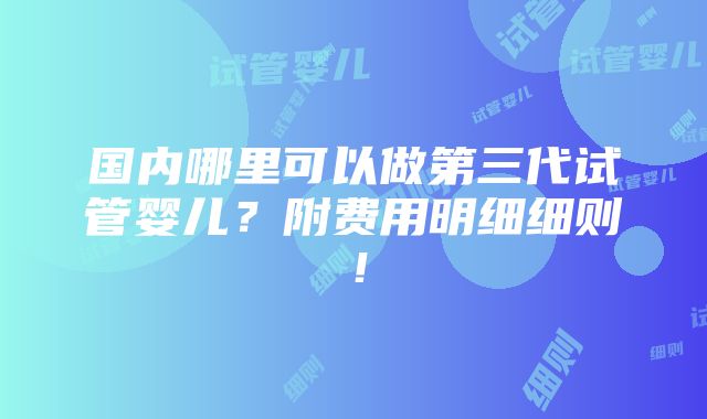 国内哪里可以做第三代试管婴儿？附费用明细细则！