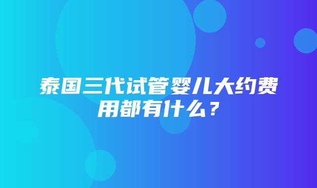 泰国三代试管婴儿大约费用都有什么？