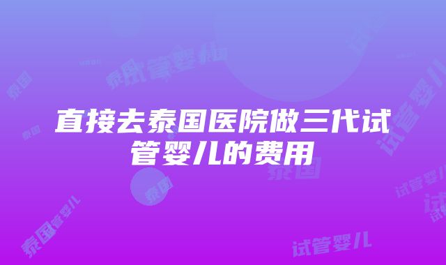 直接去泰国医院做三代试管婴儿的费用