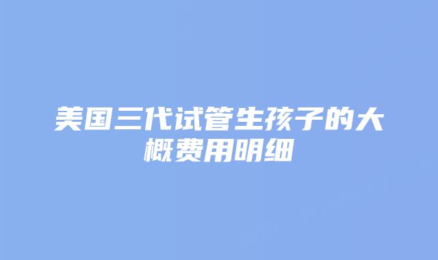 美国三代试管生孩子的大概费用明细