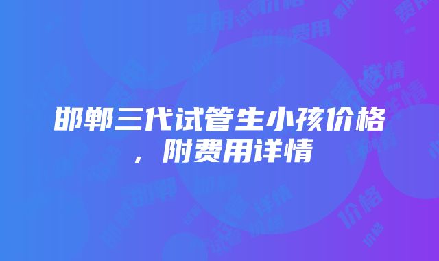 邯郸三代试管生小孩价格，附费用详情