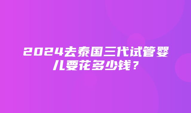 2024去泰国三代试管婴儿要花多少钱？