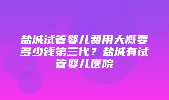 盐城试管婴儿费用大概要多少钱第三代？盐城有试管婴儿医院