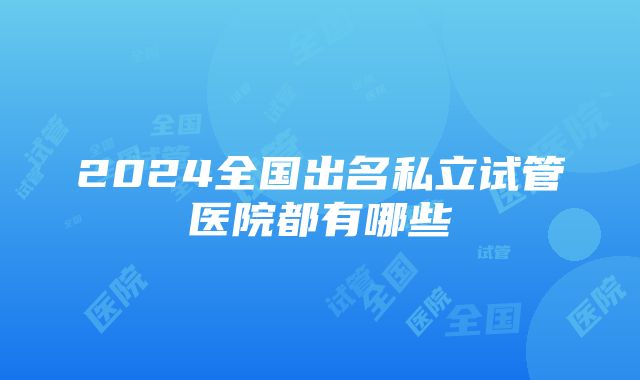 2024全国出名私立试管医院都有哪些