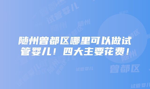 随州曾都区哪里可以做试管婴儿！四大主要花费！