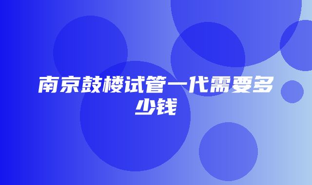 南京鼓楼试管一代需要多少钱