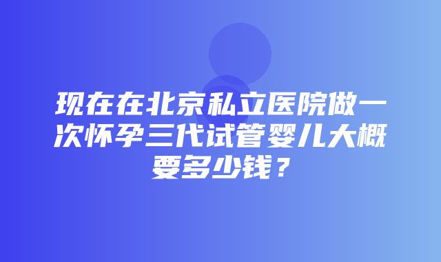 现在在北京私立医院做一次怀孕三代试管婴儿大概要多少钱？