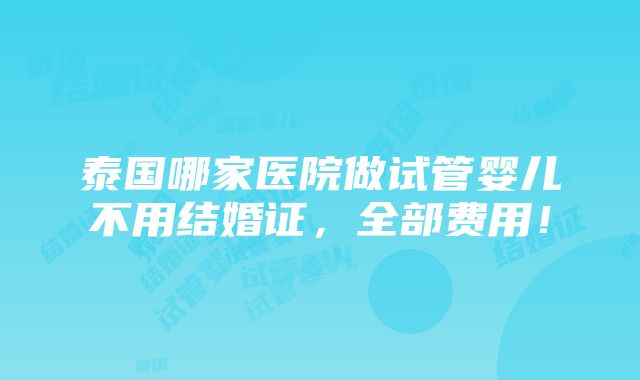 泰国哪家医院做试管婴儿不用结婚证，全部费用！