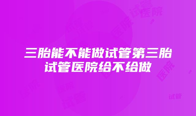 三胎能不能做试管第三胎试管医院给不给做