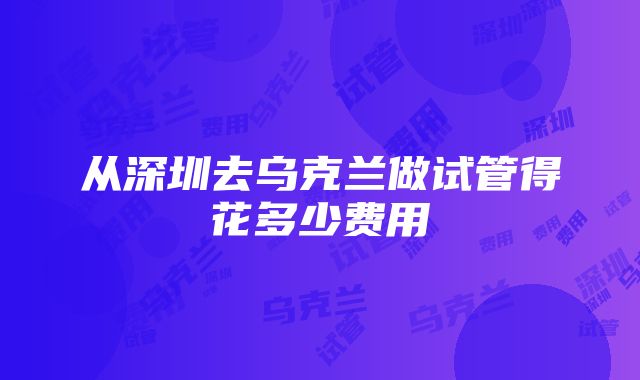 从深圳去乌克兰做试管得花多少费用