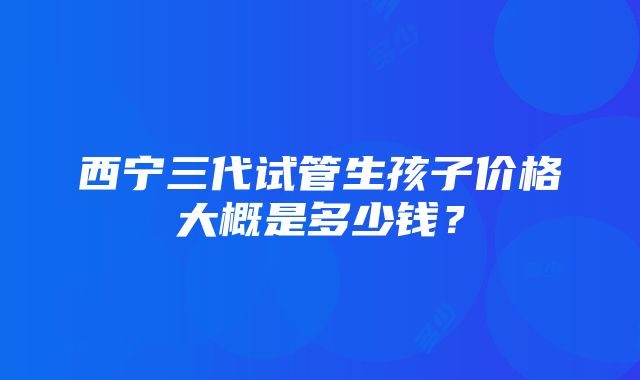 西宁三代试管生孩子价格大概是多少钱？