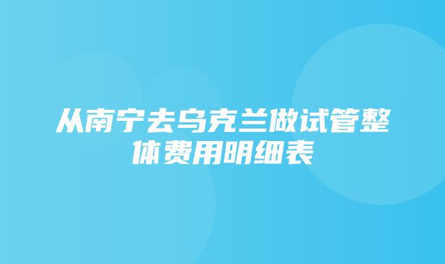 从南宁去乌克兰做试管整体费用明细表