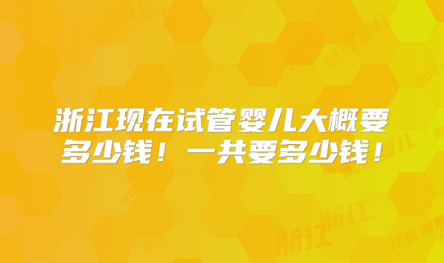 浙江现在试管婴儿大概要多少钱！一共要多少钱！