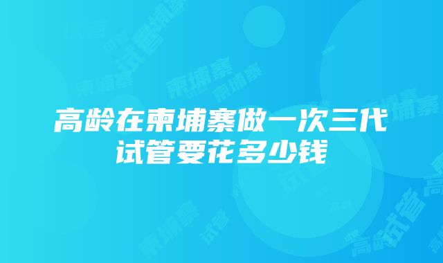 高龄在柬埔寨做一次三代试管要花多少钱