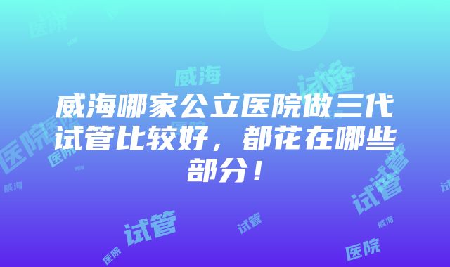 威海哪家公立医院做三代试管比较好，都花在哪些部分！