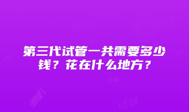 第三代试管一共需要多少钱？花在什么地方？