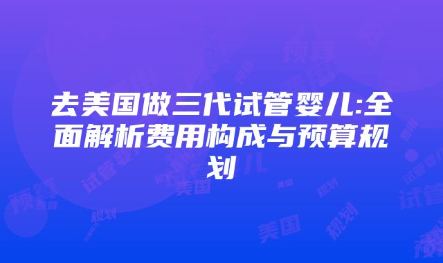 去美国做三代试管婴儿:全面解析费用构成与预算规划