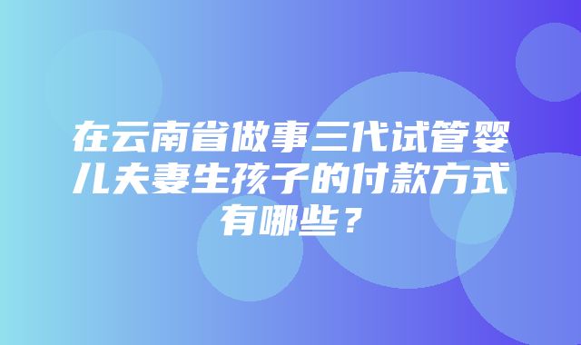 在云南省做事三代试管婴儿夫妻生孩子的付款方式有哪些？