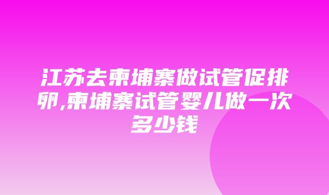 江苏去柬埔寨做试管促排卵,柬埔寨试管婴儿做一次多少钱