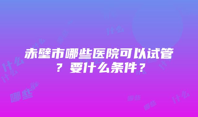 赤壁市哪些医院可以试管？要什么条件？