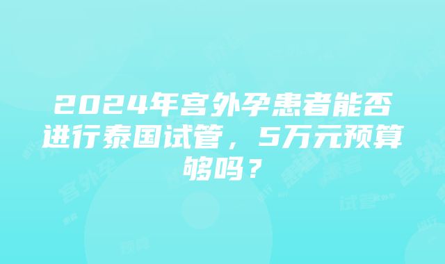 2024年宫外孕患者能否进行泰国试管，5万元预算够吗？