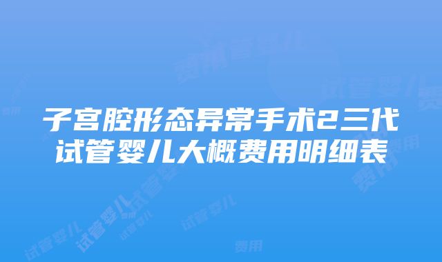 子宫腔形态异常手术2三代试管婴儿大概费用明细表