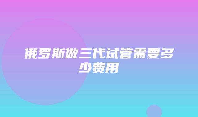 俄罗斯做三代试管需要多少费用