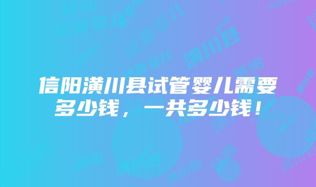 信阳潢川县试管婴儿需要多少钱，一共多少钱！