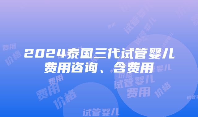 2024泰国三代试管婴儿费用咨询、含费用