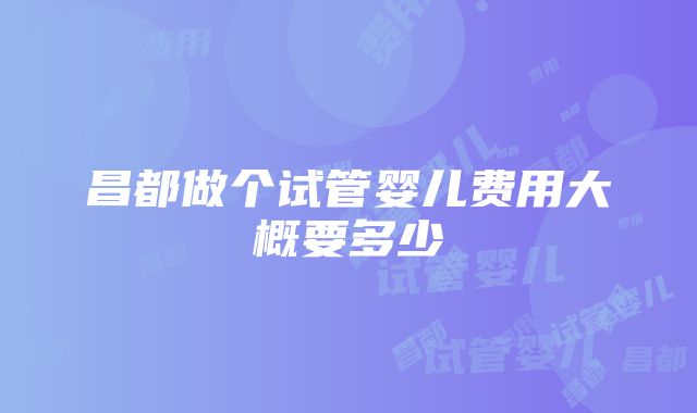 昌都做个试管婴儿费用大概要多少