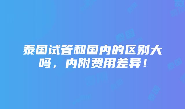 泰国试管和国内的区别大吗，内附费用差异！