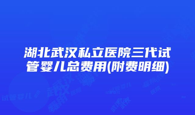 湖北武汉私立医院三代试管婴儿总费用(附费明细)