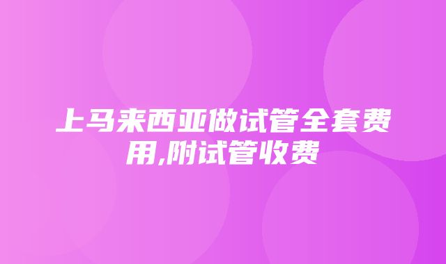 上马来西亚做试管全套费用,附试管收费