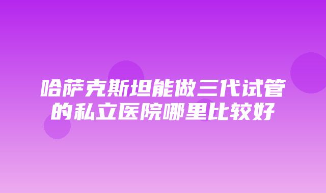 哈萨克斯坦能做三代试管的私立医院哪里比较好