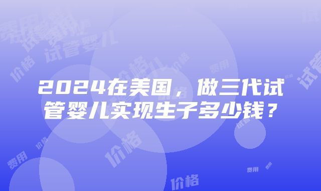 2024在美国，做三代试管婴儿实现生子多少钱？