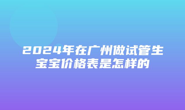 2024年在广州做试管生宝宝价格表是怎样的