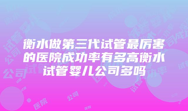 衡水做第三代试管最厉害的医院成功率有多高衡水试管婴儿公司多吗