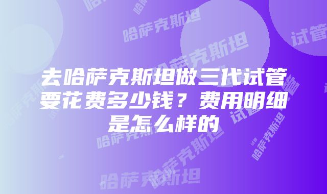 去哈萨克斯坦做三代试管要花费多少钱？费用明细是怎么样的