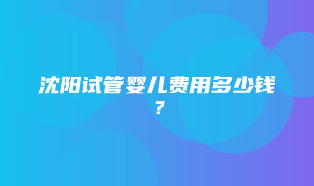 沈阳试管婴儿费用多少钱？