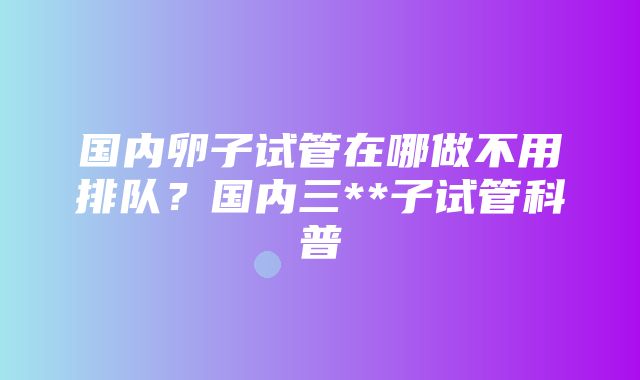 国内卵子试管在哪做不用排队？国内三**子试管科普