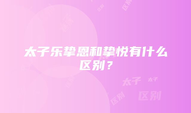 太子乐挚恩和挚悦有什么区别？