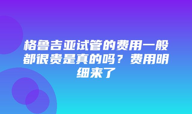 格鲁吉亚试管的费用一般都很贵是真的吗？费用明细来了