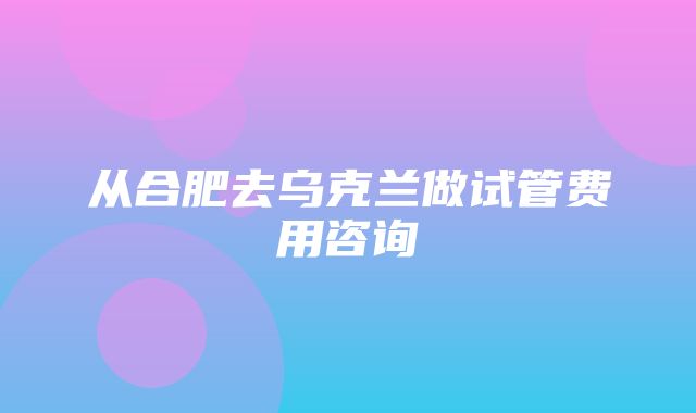 从合肥去乌克兰做试管费用咨询