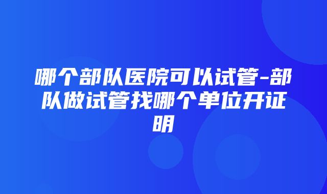 哪个部队医院可以试管-部队做试管找哪个单位开证明